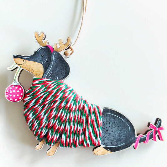 Dachshund Christmas Tree Decoration with Twine