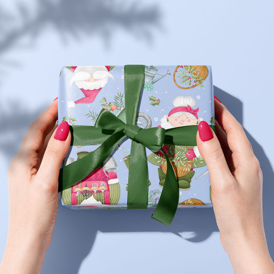 Gardening Mr and Mrs Claus Gift Wrap