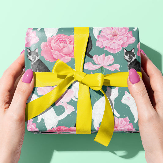 Cats and Roses Gift Wrap